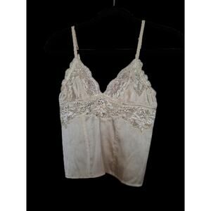 Pinko Lace Trim Cream Camisole Danty Intimate Y2k Spaghetti Strap Top NWT